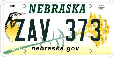 NE license plate ZAV373