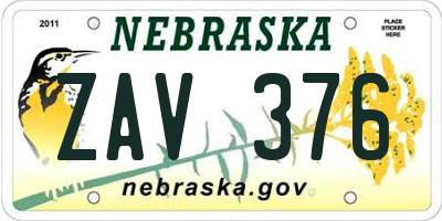 NE license plate ZAV376