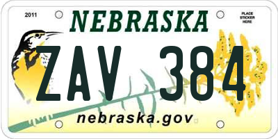 NE license plate ZAV384