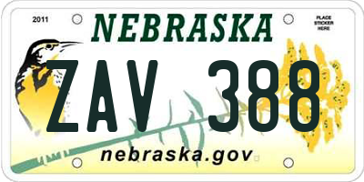 NE license plate ZAV388