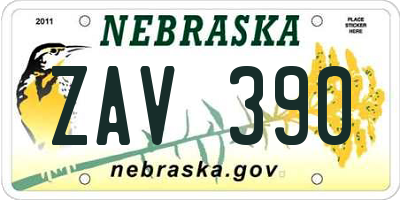 NE license plate ZAV390