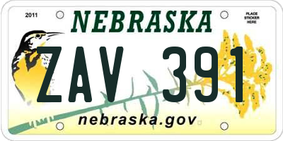 NE license plate ZAV391