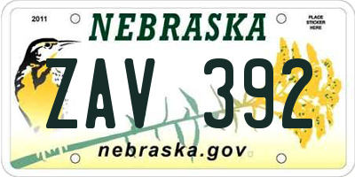 NE license plate ZAV392