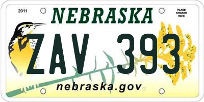 NE license plate ZAV393
