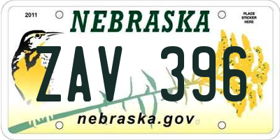 NE license plate ZAV396