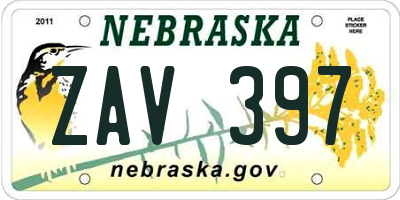 NE license plate ZAV397