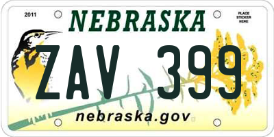 NE license plate ZAV399