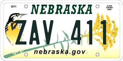 NE license plate ZAV411
