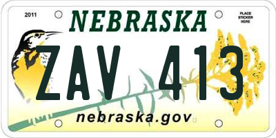 NE license plate ZAV413