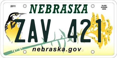 NE license plate ZAV421
