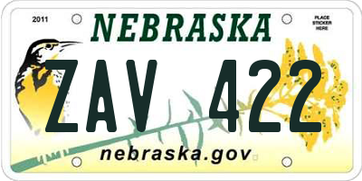 NE license plate ZAV422
