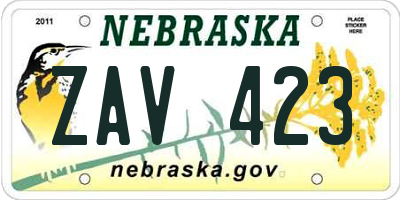 NE license plate ZAV423
