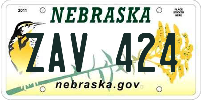 NE license plate ZAV424