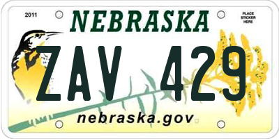 NE license plate ZAV429