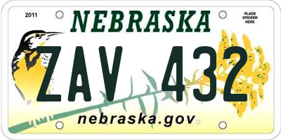 NE license plate ZAV432