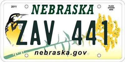 NE license plate ZAV441