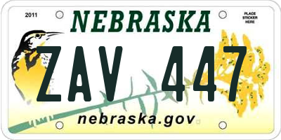 NE license plate ZAV447
