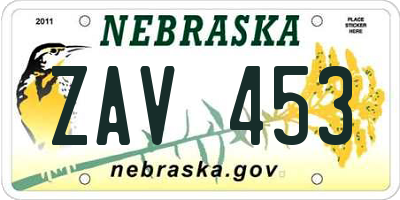 NE license plate ZAV453