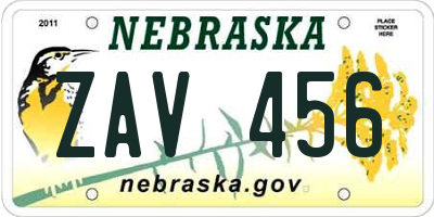 NE license plate ZAV456