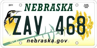 NE license plate ZAV468