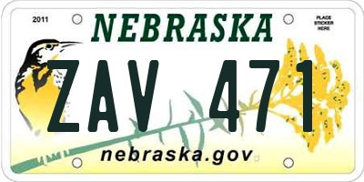 NE license plate ZAV471