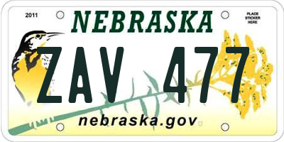 NE license plate ZAV477