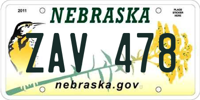 NE license plate ZAV478