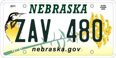 NE license plate ZAV480