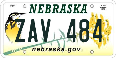 NE license plate ZAV484