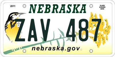 NE license plate ZAV487