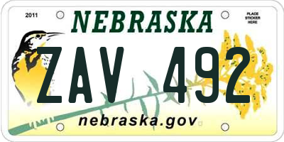 NE license plate ZAV492