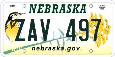 NE license plate ZAV497
