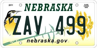 NE license plate ZAV499