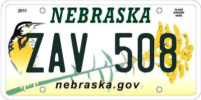 NE license plate ZAV508