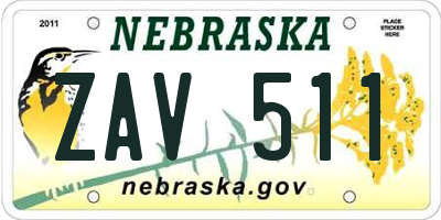 NE license plate ZAV511