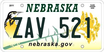 NE license plate ZAV521