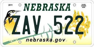 NE license plate ZAV522
