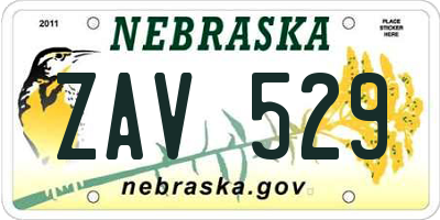 NE license plate ZAV529