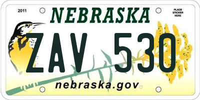 NE license plate ZAV530