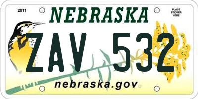 NE license plate ZAV532