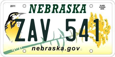 NE license plate ZAV541