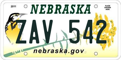 NE license plate ZAV542