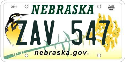 NE license plate ZAV547
