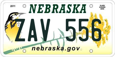 NE license plate ZAV556