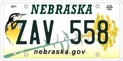 NE license plate ZAV558