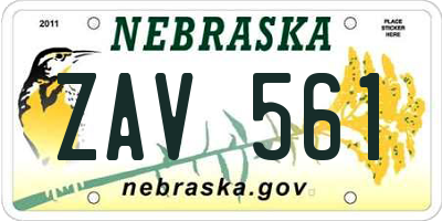 NE license plate ZAV561