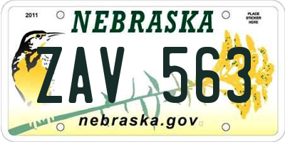 NE license plate ZAV563