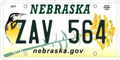 NE license plate ZAV564