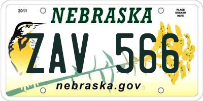 NE license plate ZAV566