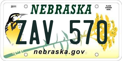 NE license plate ZAV570